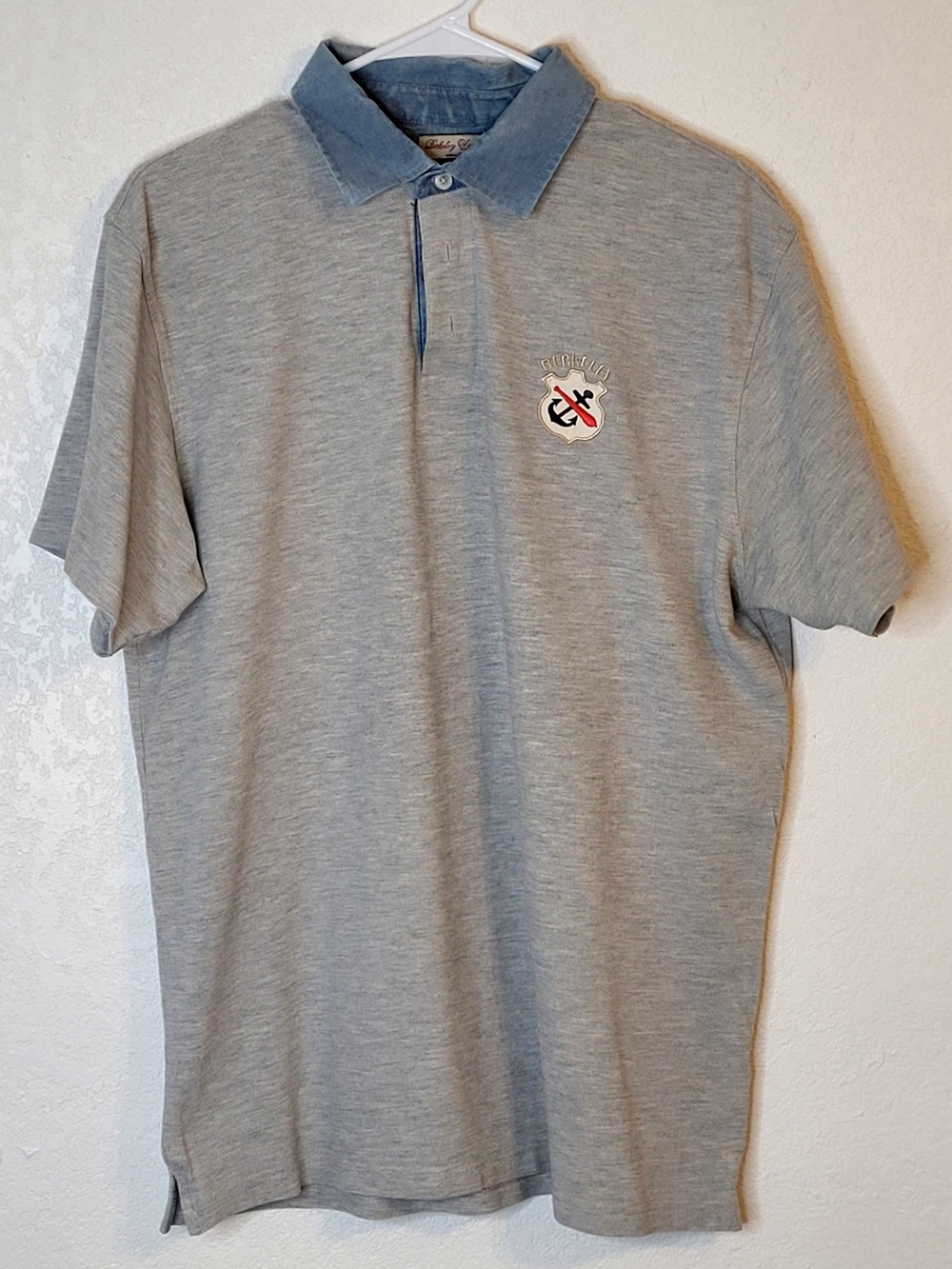 Berkeley Vintage Men's Light Gray Polo Shirt with Contrast Collar XXL